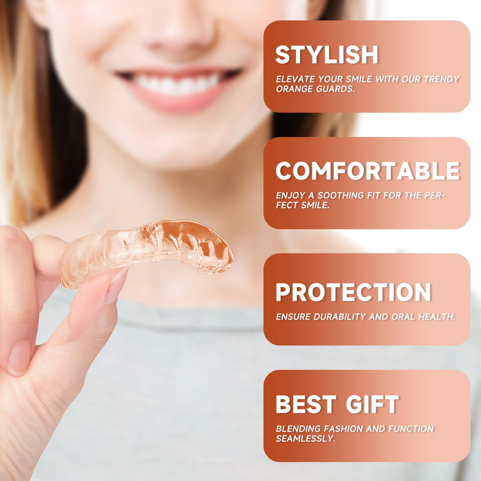 Mictaning 4 Pack Orange Kids Mouth Guard for Teeth Grinding,Comfortable Kids Night Guard,Moldable Child Bite Guard for Clenching Teeth, Mouthguard for Kids