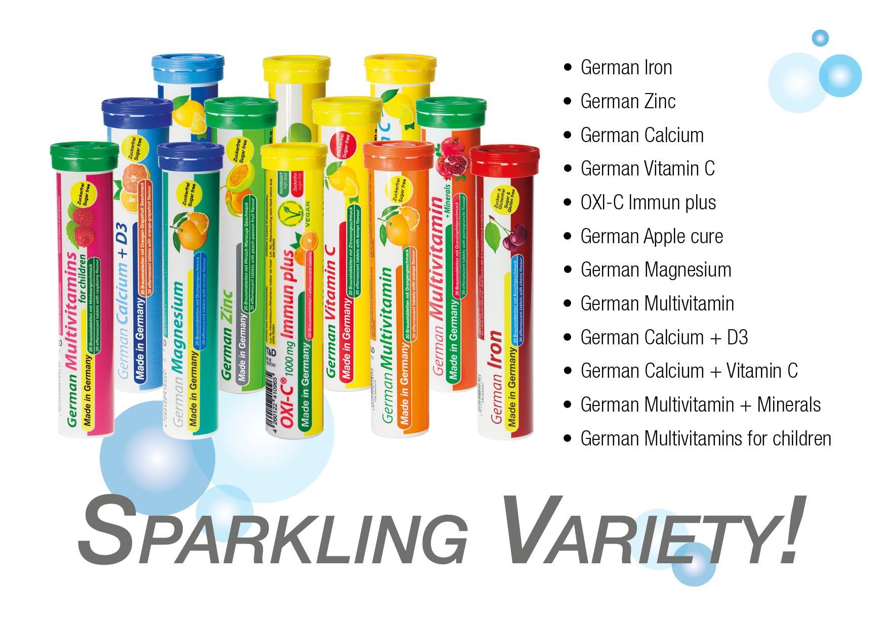 T&D T&D German Multvitamin + Minerals 10 Vitamins 2 Minerals - 40 Vegan Drink Effervescent Tablets - Pomegranate Flavor - Made in Germany