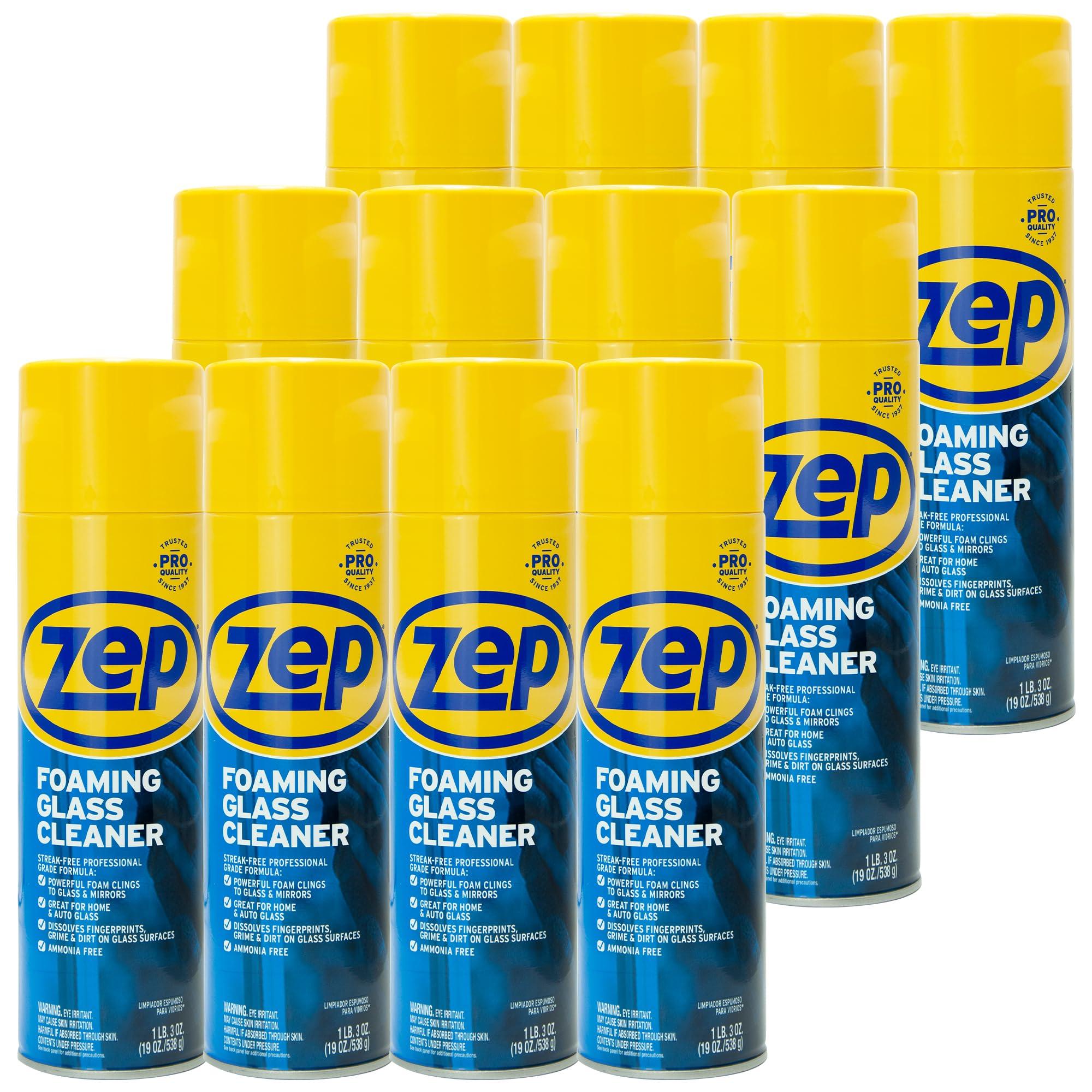 Zep Zep Foaming Glass Cleaner - 19 oz (Case of 12) ZUFGC19 - Streak-Free Professional Grade Formula that Dissolves Dirt, Fingerprints and Grime on Glass, Mirrors, Windows and Plexiglas in Home, Business,