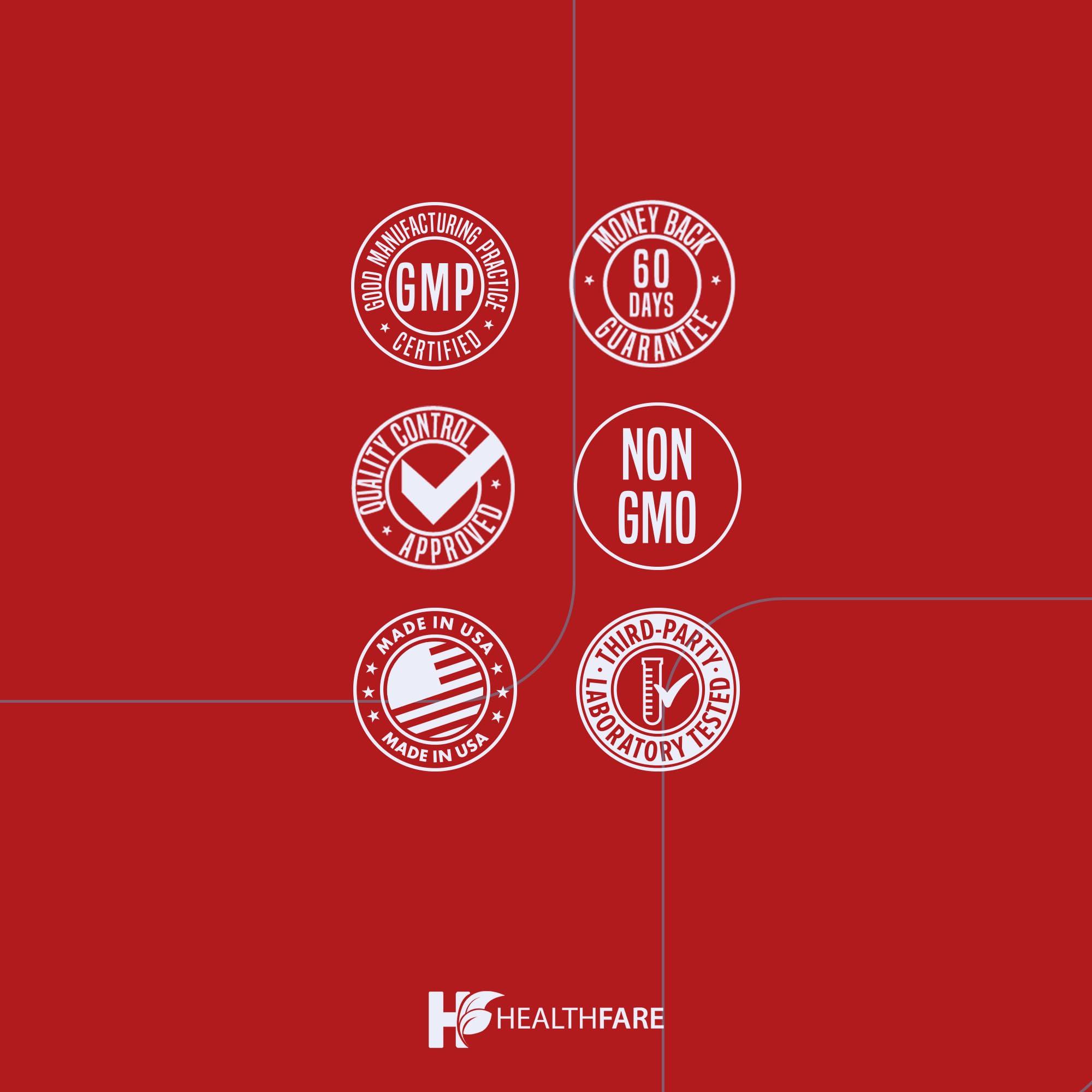 Healthfare HealthFare L-Glutamine 1000mg Capsules | 240 Capsules | Amino Acid Fuel for Gut & Muscle Health | Non-GMO | Gluten-Free | Support for Recovery & Wellness | Made in The USA