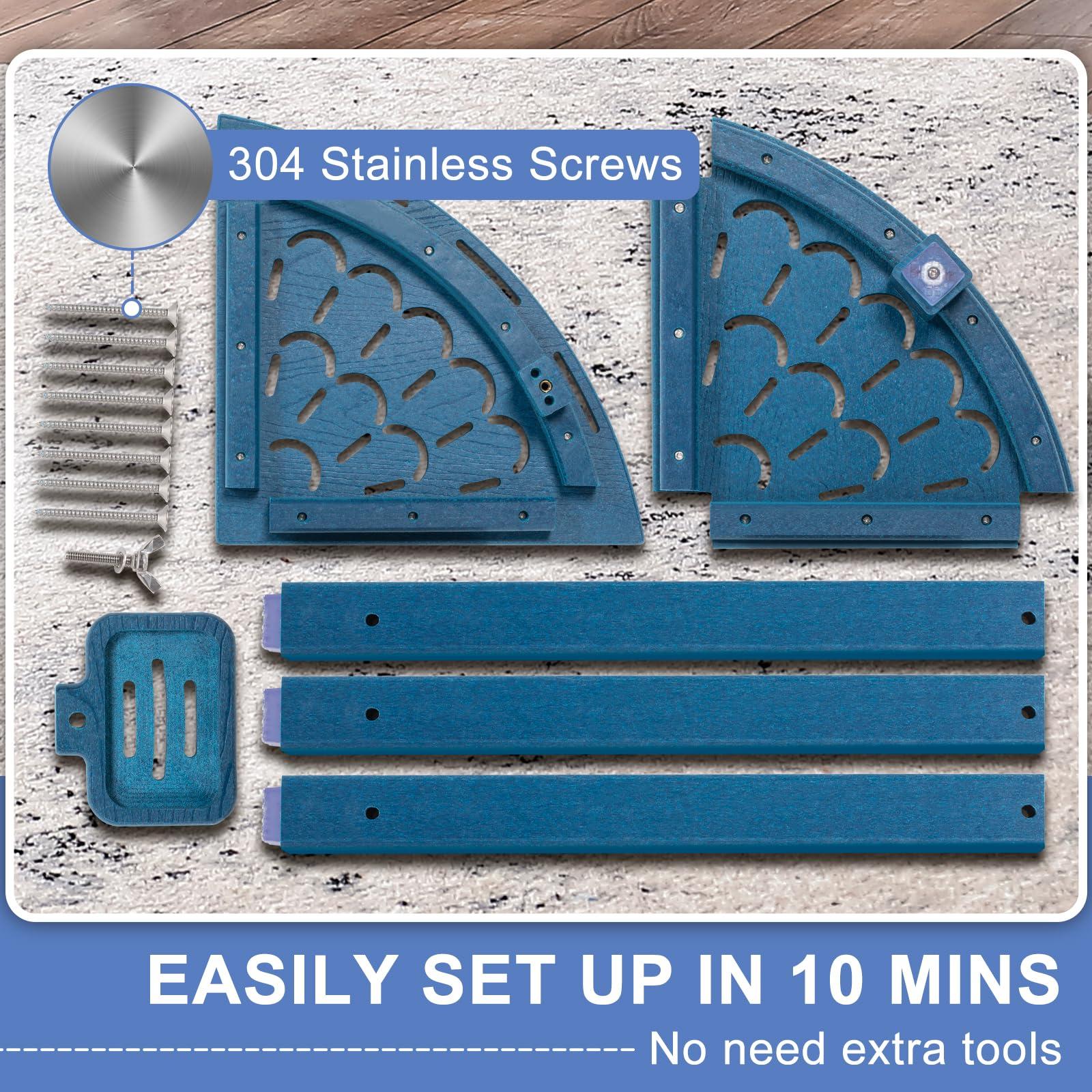 nalone nalone Corner Shower Stool, HDPE Shower Bench for Inside Shower, Small Shower Chair Seat for Shaving Legs with Storage Shelf, Soap Box and No-Slip Feet (Navy Blue)