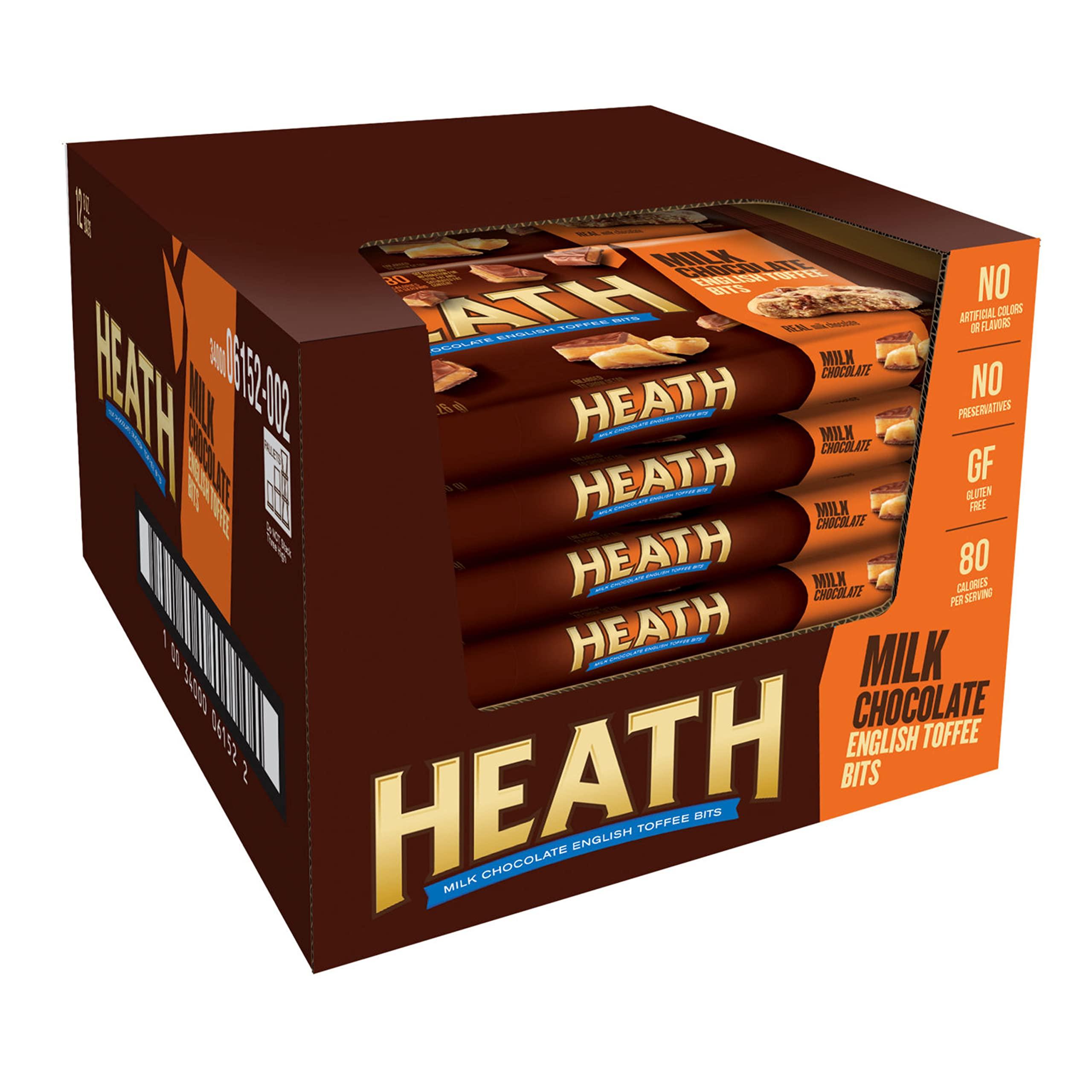 Heath HEATH Milk Chocolate English Toffee Baking Bits, Bulk Gluten Free, 8 oz Bags (12 Count)