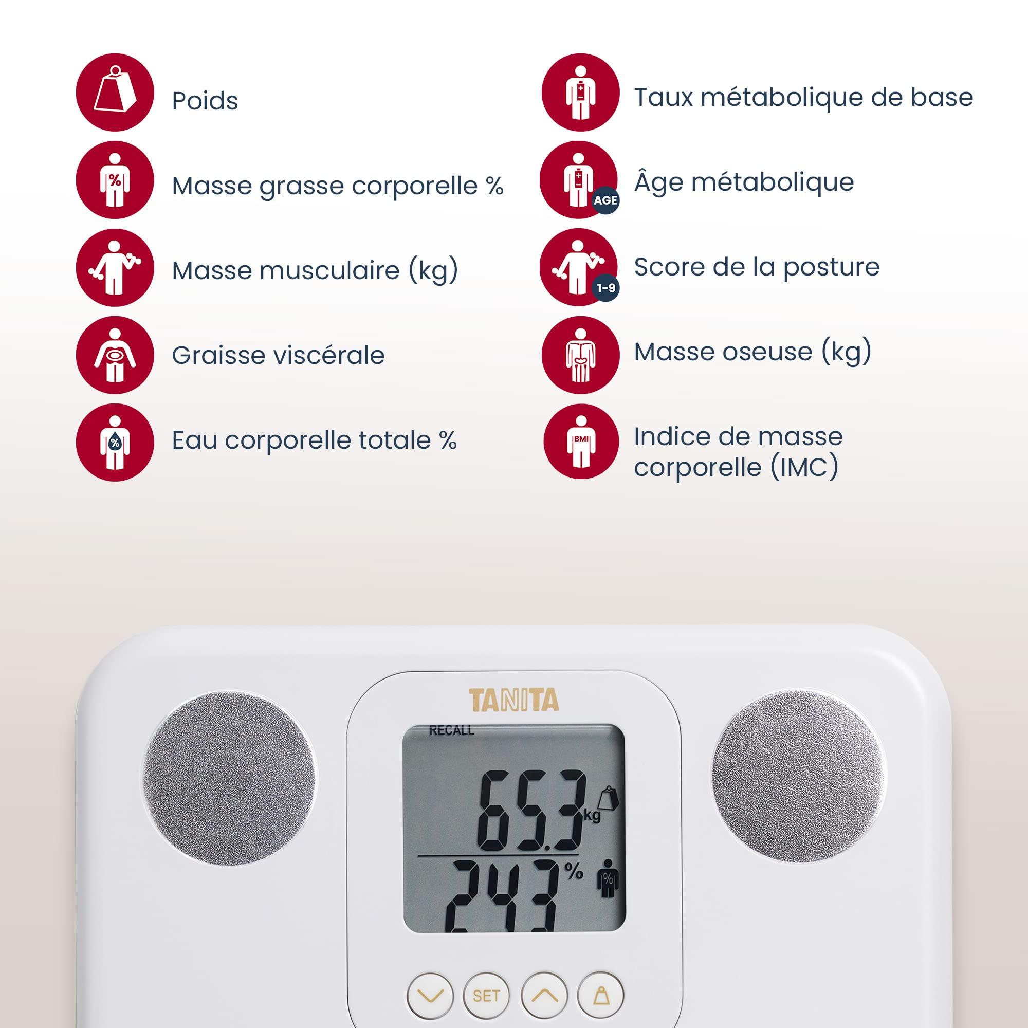 TANITA TANITA BC-730 Lightweight Compact Body Composition Monitor Internal Scanning Easy Read Display 9 Measurements White