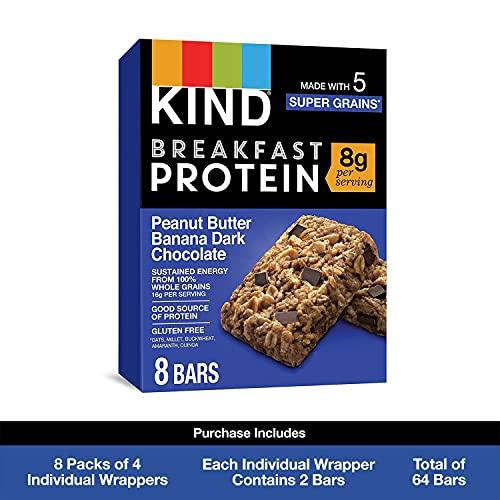 KIND KIND Breakfast Protein Bars, Peanut Butter Banana Dark Chocolate, Healthy Snacks, Gluten Free, 8g Protein, 32 Count