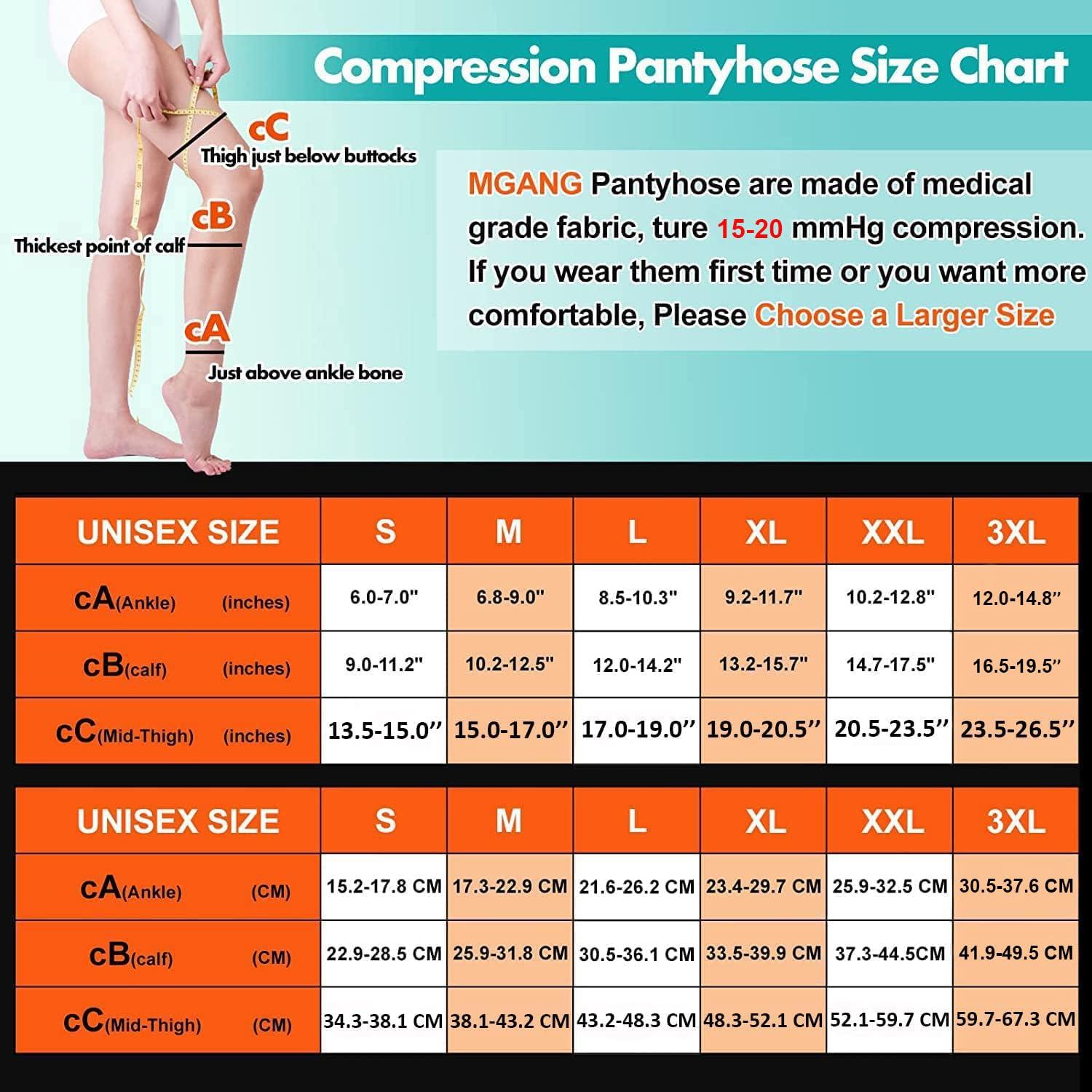 MGANG MGANG Medical Compression Pantyhose for Women & Men, Closed Toe, Opaque, Waist High Compression Circulation Leggings, 15-20 mmHg Firm Support Compression Hose for Varicose Veins, Edema, DVT, Black S