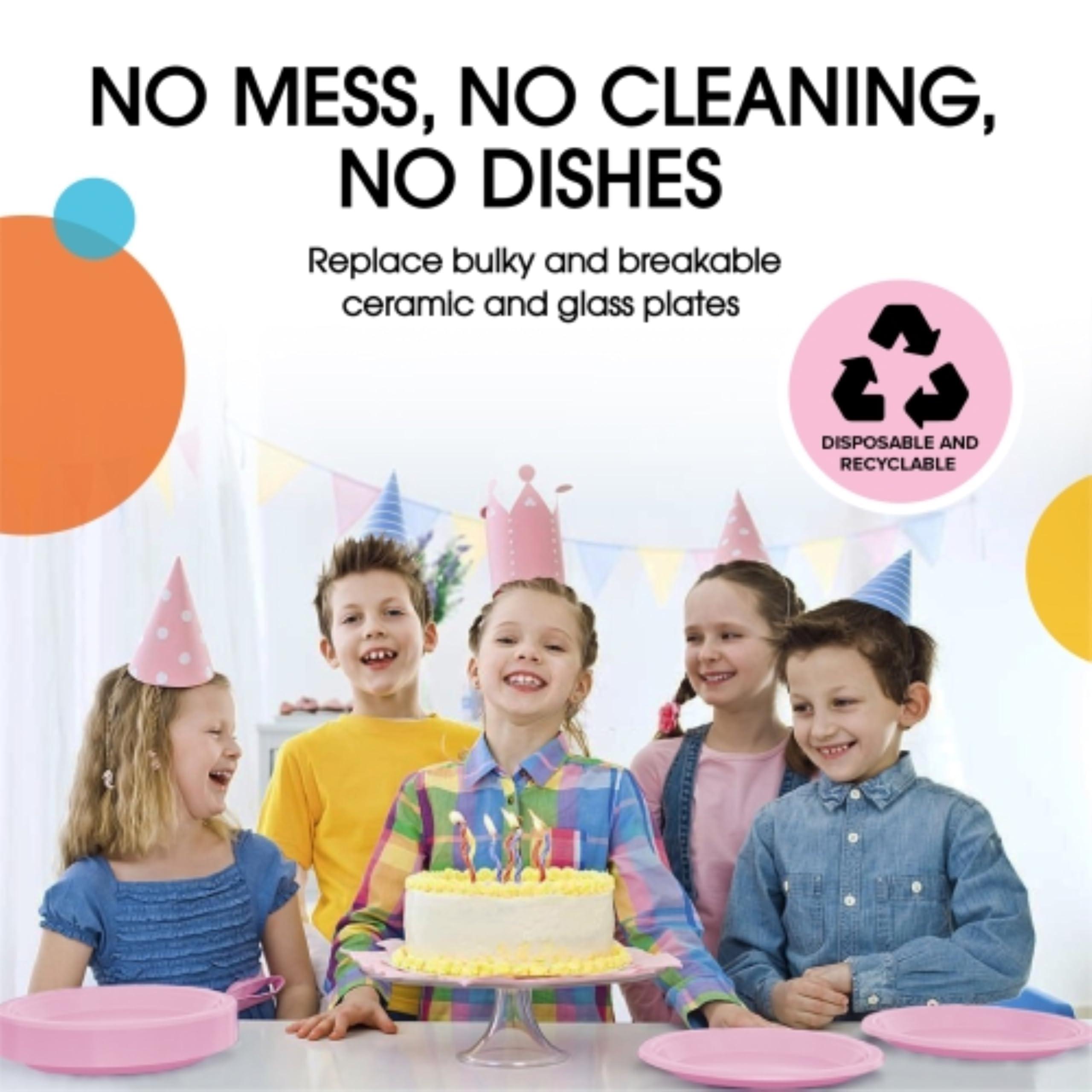 Exquisite Exquisite Pink Plastic Plates Disposable 9\" Pink Plastic Dinner Plates 50 Pcs Pink Disposable Plates Plastic Plates For Party Plates Disposable Heavy Duty 350 GSM Pink Plates For Party