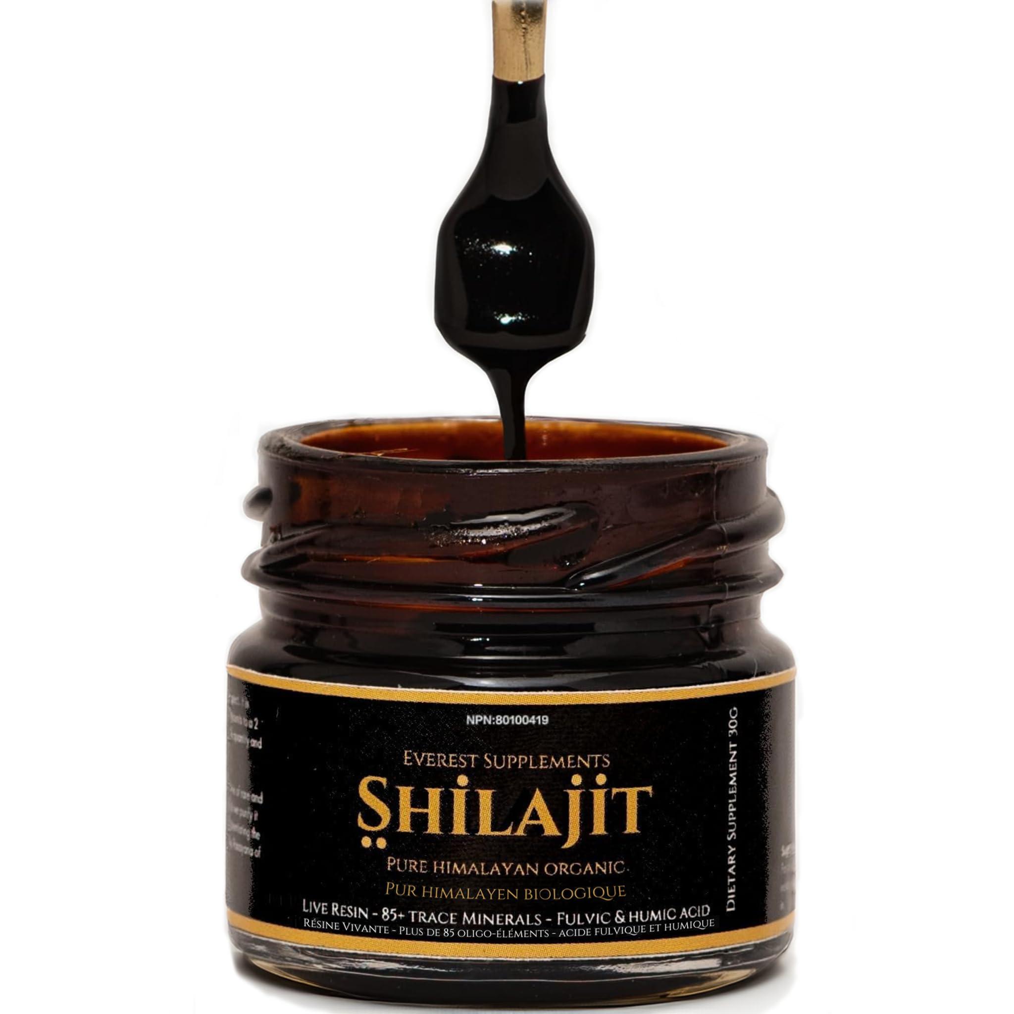 Everest Supplements Shilajit Pure Himalayan Organic Shilajit Resin - Shilajit for Men - Gold Grade 500 mg Maximum Potency - 85 Trace Minerals & Fulvic and Humic Acid for Energy Immune Support, 30 Grams