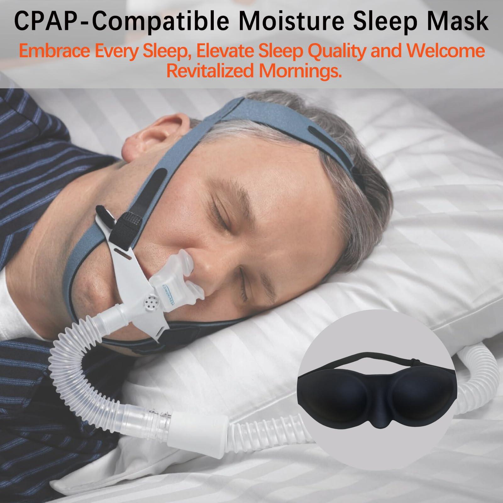 Vowleike Moisture Chamber Glasses for Dry Eyes - Vowleike Soft Silicone Sleep Goggles, Reusable Comfortable & Lightweight Sleep Mask, CPAP Compatible, Elastic and Stretchable Strap (Black)