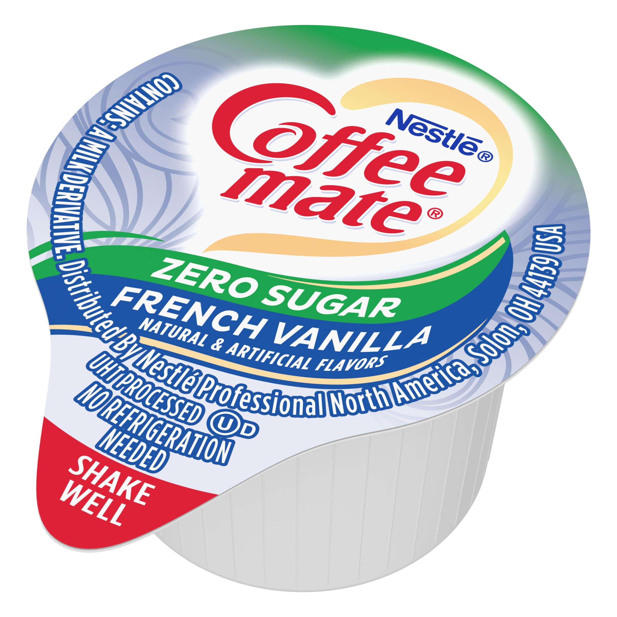 By The Cup Nestle Coffee mate Liquid Coffee Creamer Singles, Zero Sugar French Vanilla, 50 Ct Box (Pack of 2) with Coffee Scoop