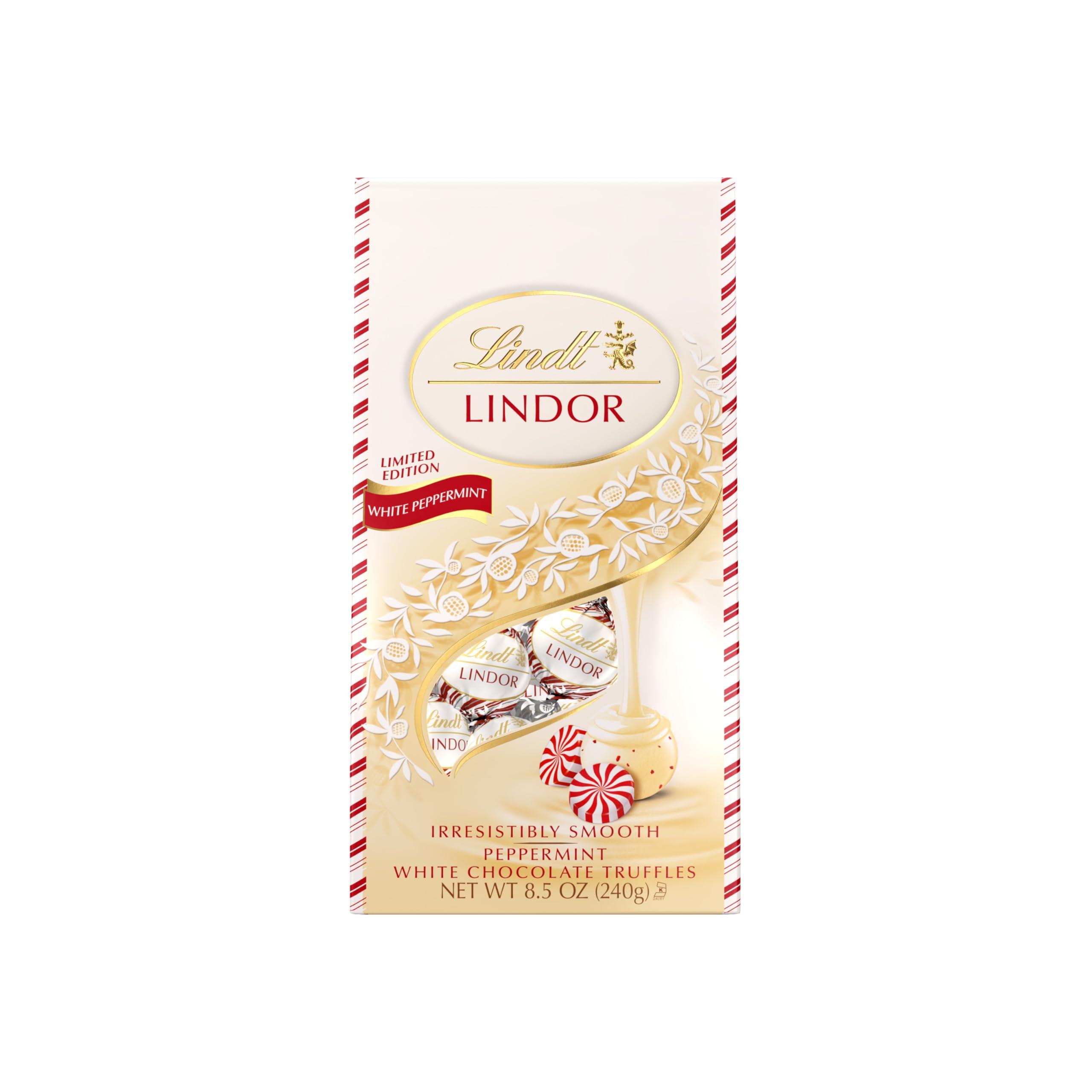 Lindt Lindt LINDOR White Chocolate Peppermint Truffles, White Chocolate Candy with Smooth Peppermint Truffle Center, 8.5 oz. Bag