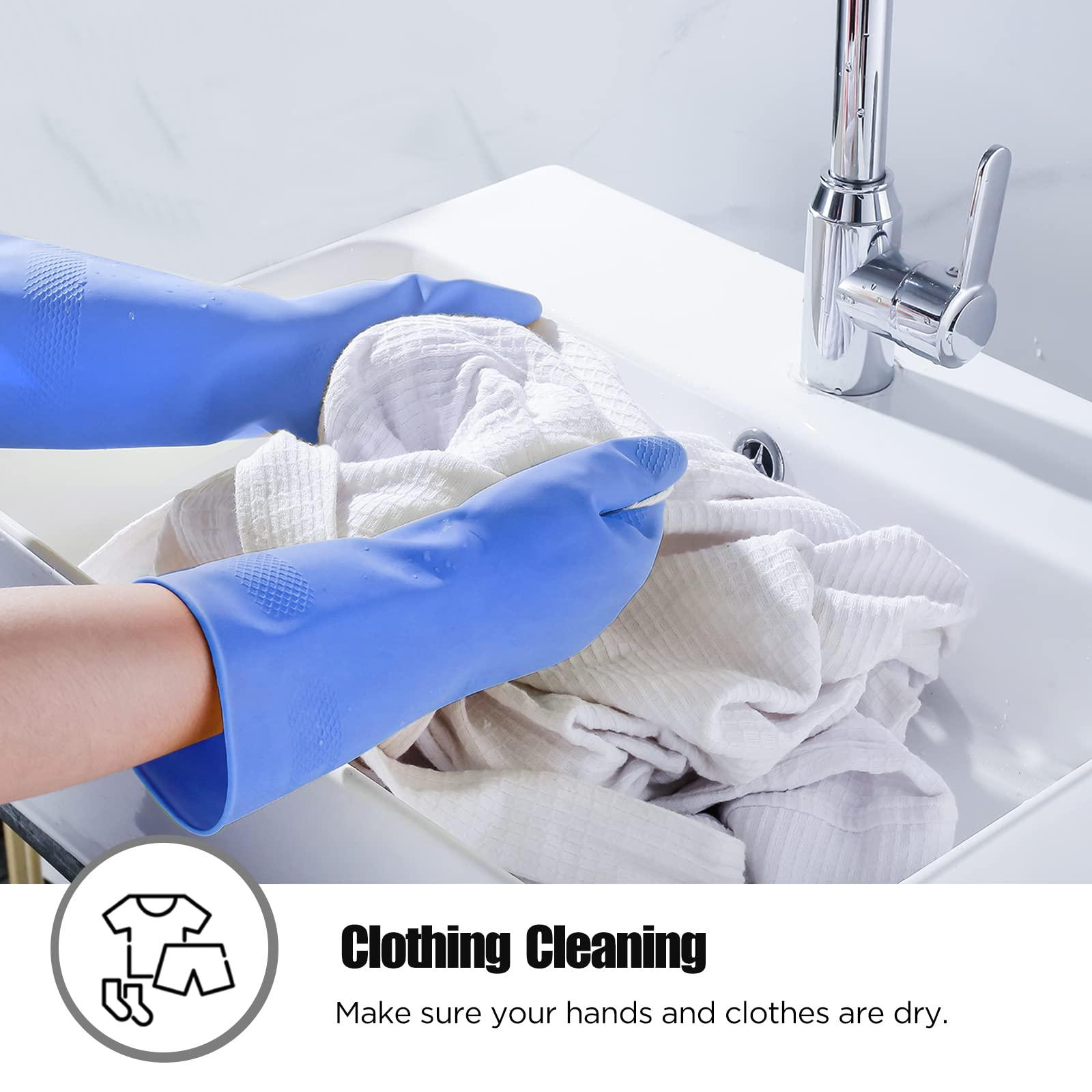 IUCGE IUCGE Yellow+Blue Large Protective Rubber Gloves, 2 Pairs, Reusable, Anti-slip Design