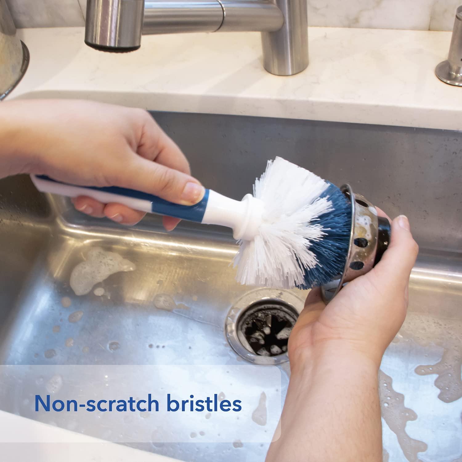 Unger Unger Sink & Dish Scrub Brush Kitchen Scrub Brush, Dish Washing Scrubber, Small Cleaning Brush, Kitchen Cleaning Supplies, Non-Scratch Bristles, Glassware, Pots, Pans, Tumblers, Drains & Disposals
