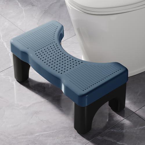 Kzeirm Kzeirm Squatting Toilet Stool for Adults, 7 Inch Height Bathroom Poop Step Potty Stool, Non-Slip Plastic Toilet Assistance Step Stool Squat Adult, Healthy Gift for Kids Seniors, Blue with Black Frame
