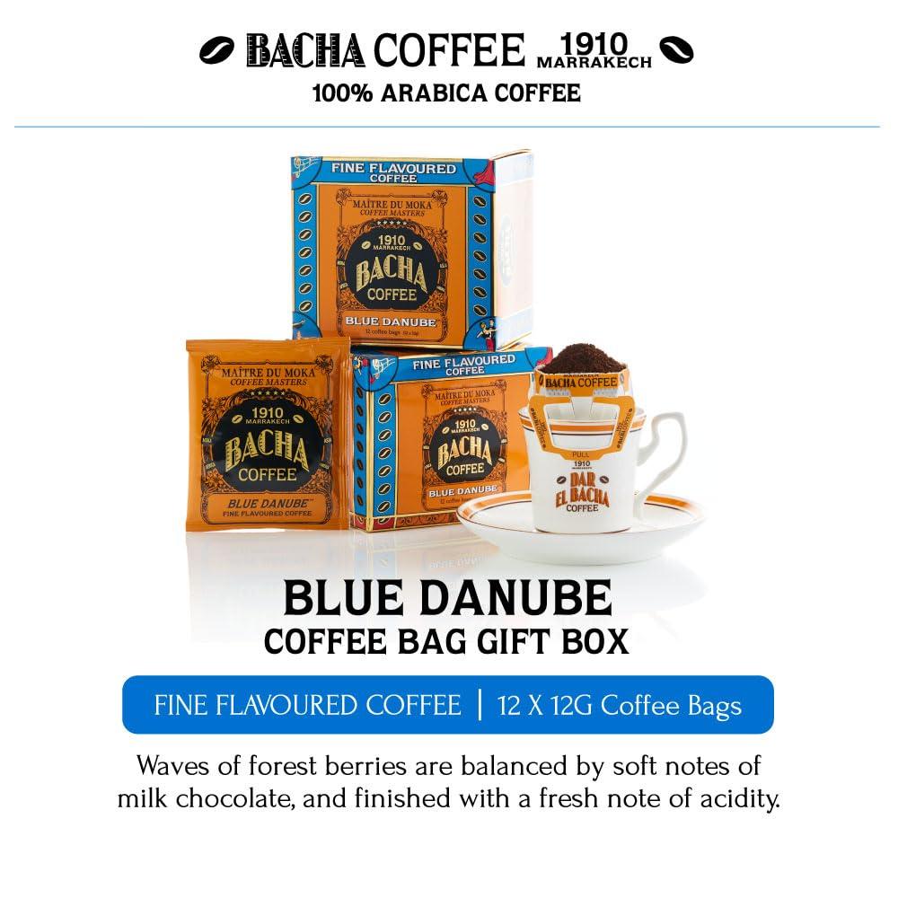 Bacha Coffee Bacha Coffee | Blue Danube Fine Flavoured, Medium Roast, 12 * 12g Individually Wrapped 100% Arabica Single Serve Filter Bags