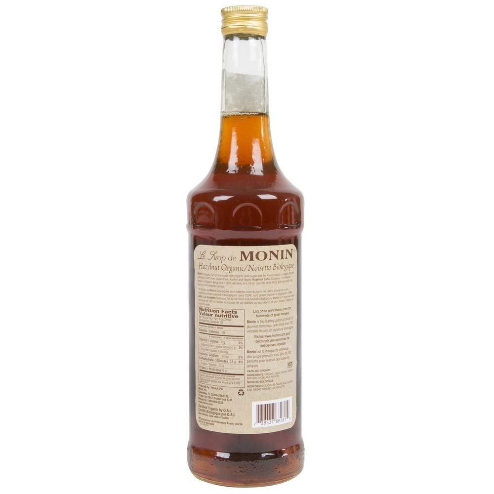 Monin Monin - Organic Hazelnut Syrup, Nutty Taste of Caramelized Hazelnut, Natural Flavors, Great for Mochas, Lattes, Smoothies, Shakes, and Cocktails, Non-GMO, Gluten-Free (750 ml)