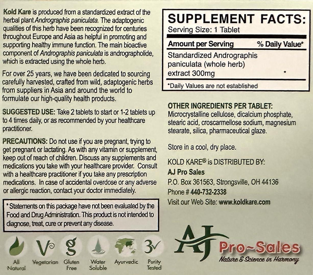 Kare-N-Herbs Kold Kare Daily Immune Health Function, 40 Count, Pack of 2 - Effective Against Cold, Sinus, Allergy Symptoms | Non-Habit Forming | No Side Effects