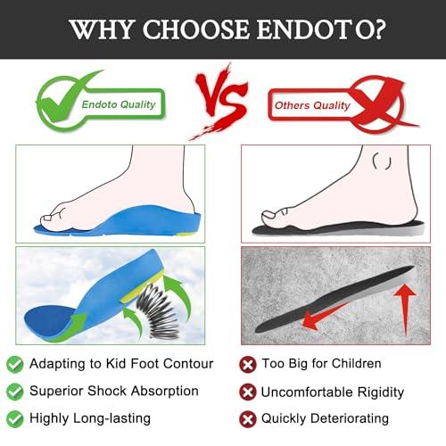 Endoto Endoto Arch Support Insoles for Toddlers Kids and Youth Flat Feet Foot, Footwear Inserts for Boys & Girls, for Big and Little Kids Orthotic(Size:EU 27-29 / US 10.5-12.5 Little Kid)