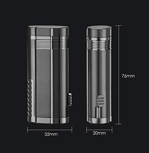 Malisseladi Torch Lighter Triple Jet Flame Refillable Butane Cigar Lighter with Cigar Punch,Adjustable Jet Flame Lighters Windproof Lighter Cigar Ignition for Grill BBQ Camping,Without Gas (Black)