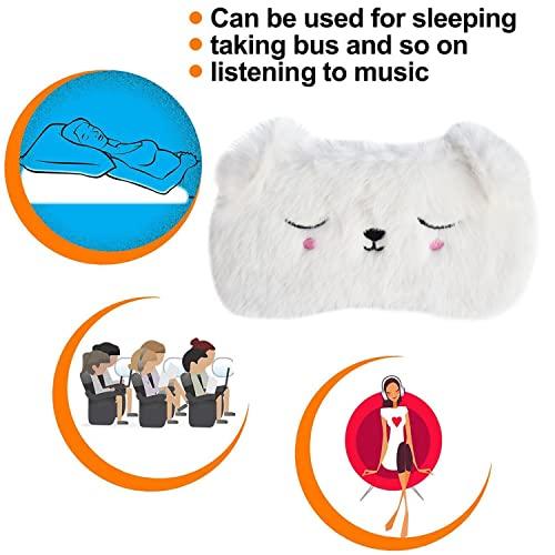 Ulbemoll Ulbemoll Cute Sleeping Mask, White Dog Soft Plush Fluffy Sleep Mask Funny Cartoon Puppy Blindfold Novelty Eye Cover Eyeshade Shade for Kids Girls and Adult Travel (White, Dog)