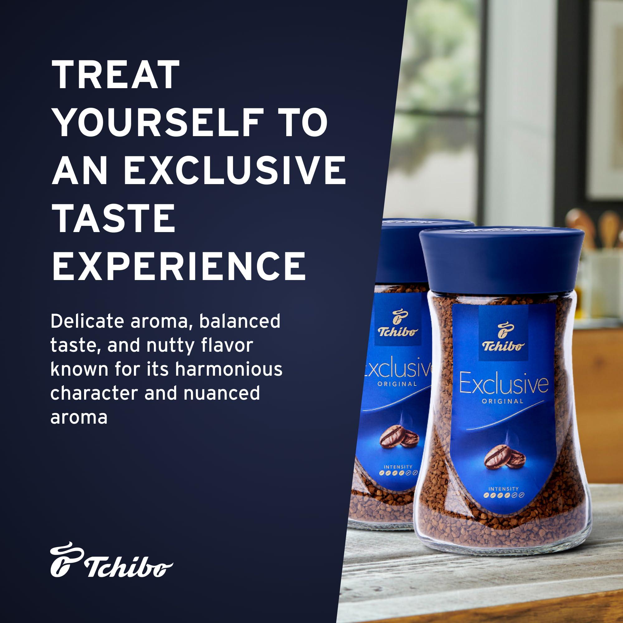 Tchibo Tchibo Instant Coffee - Exclusive Original - Made of Medium-Roasted Arabica and Robusta Beans for a Harmonious Taste and Delicate Aroma - 4/6 Intensity, 2/6 Acidity, 3/6 Roast Level - 4 x 3.17 oz