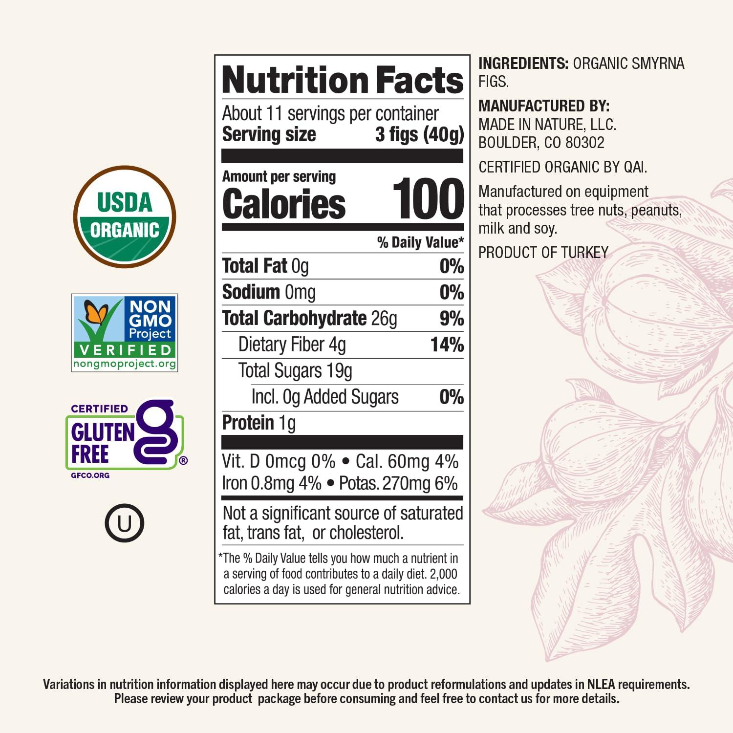 Made In Nature Made In Nature Organic Dried Turkish Smyrna Figs, 16 Ounce (Pack of 1) Vegan Snack, Non-GMO, Unsulfured, Gluten Free, Kosher