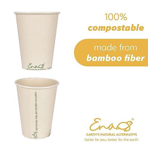 Earth's Natural Alternative 100% Compostable Disposable Coffee Cups [12oz 320 Pack] Paper Cups Made from Bamboo, Eco-Friendly, Biodegradable Premium Party Cups, Natural Unbleached by Earth's Natural Alternative