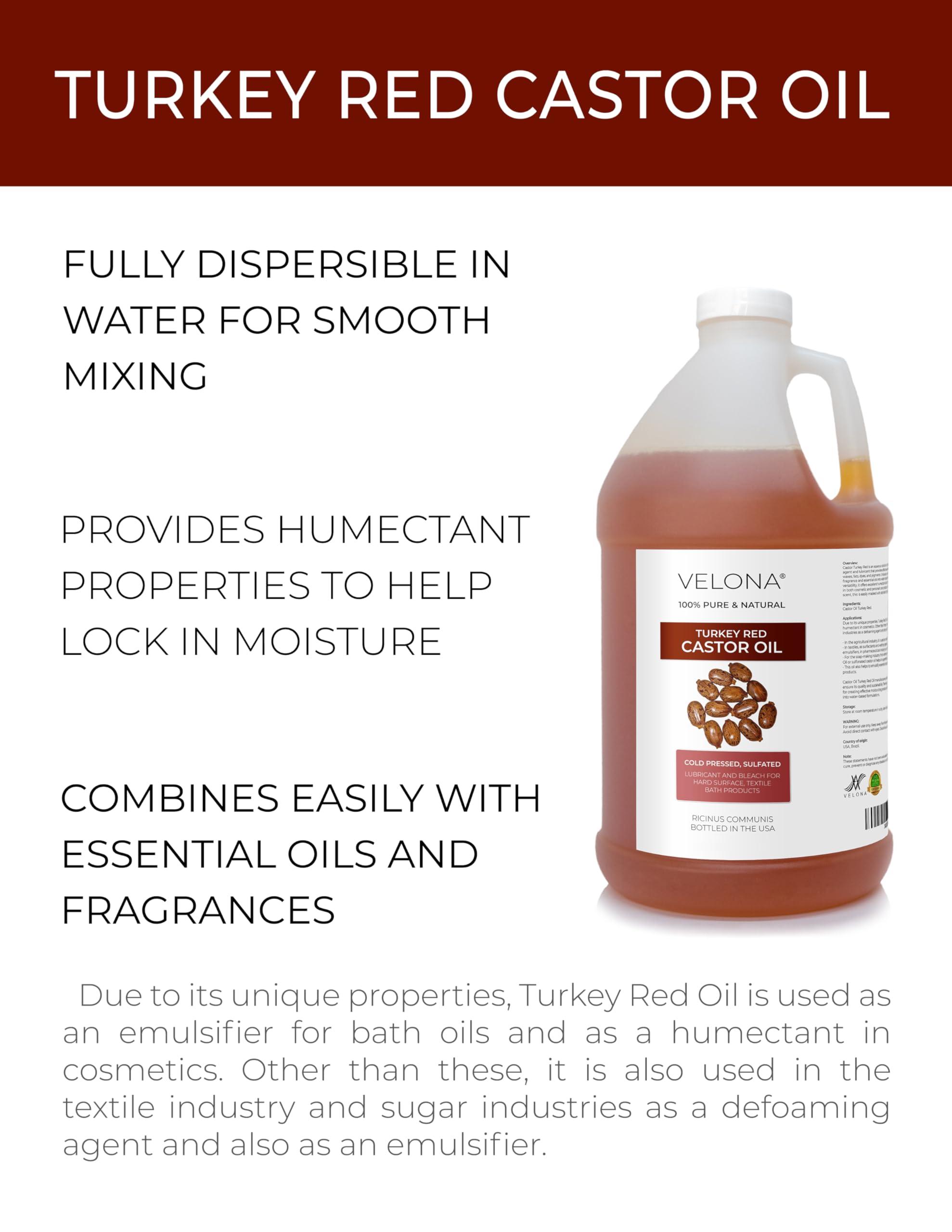 velona velona Castor Oil Turkey Red 64 oz | 100% Pure and Natural Carrier Oil | Cold Pressed | Hair, Body and Skin Care | Use Today - Enjoy Results