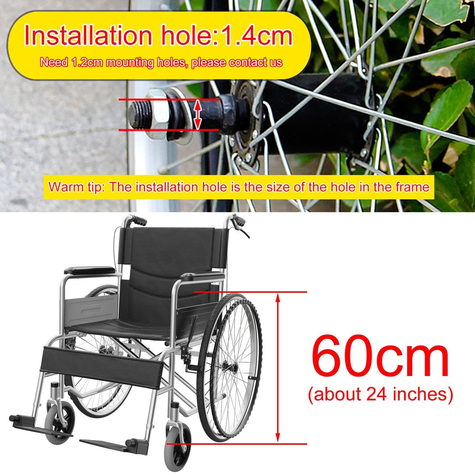 ESOYAWE ESOYAWE Wheelchair Wheels Replacement 2 Pack 24\", Non-Slip Puncture Proof Polyurethane Solid Tire Wheelchair Rear Wheels, Aluminum Alloy Hub Wheelchair Accessories