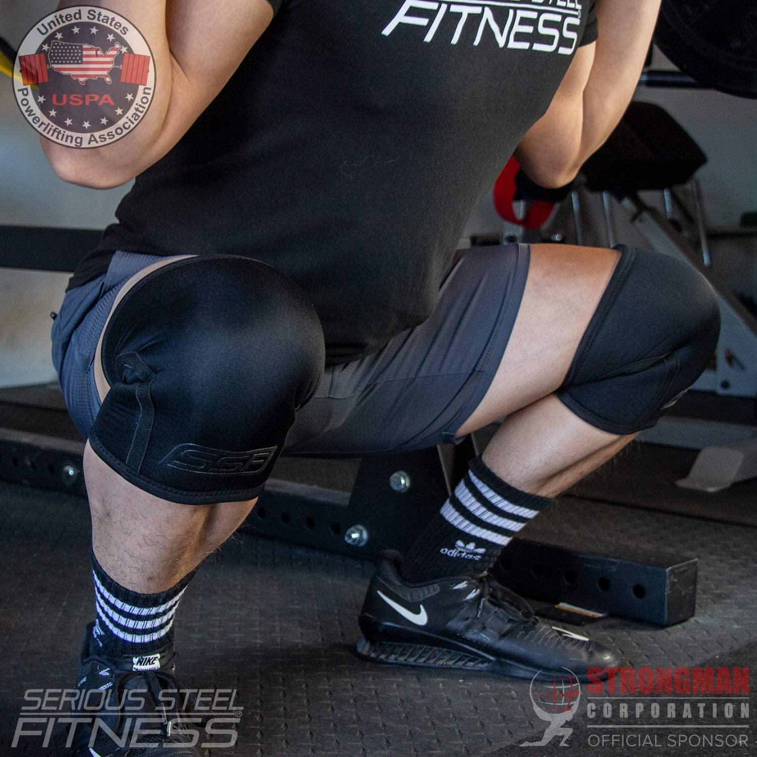 SERIOUS STEEL FITNESS SERIOUS STEEL FITNESS Neoprene Weightlifting Knee Sleeve Powerlifting, Strongman Training (High Compression, X-Large (15-16\"))