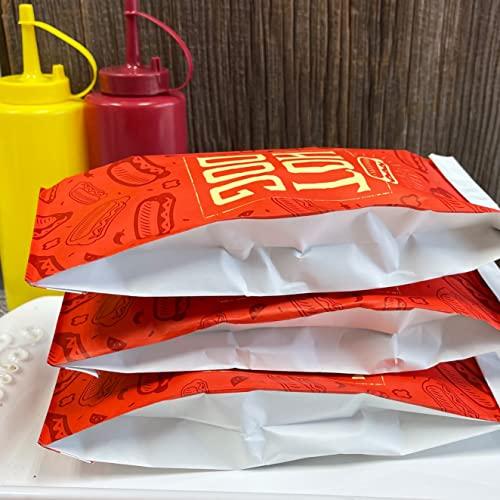 Outside the Box Papers Printed Foil Hot Dog Bags - 50 Pack - Silver Red by Outside the Box Papers