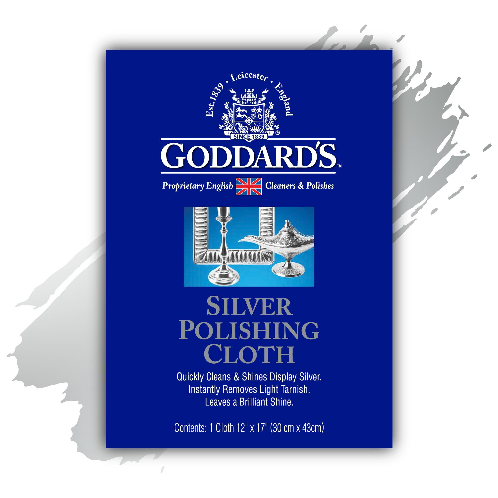 Goddard\'s Goddard\'s Cotton Silver Polishing Cloth for Cleaning Silver Jewelry, Gold, Dinnerware, Silverware, Antiques, Helps Shine, Protect & Clean, 1 Cloth