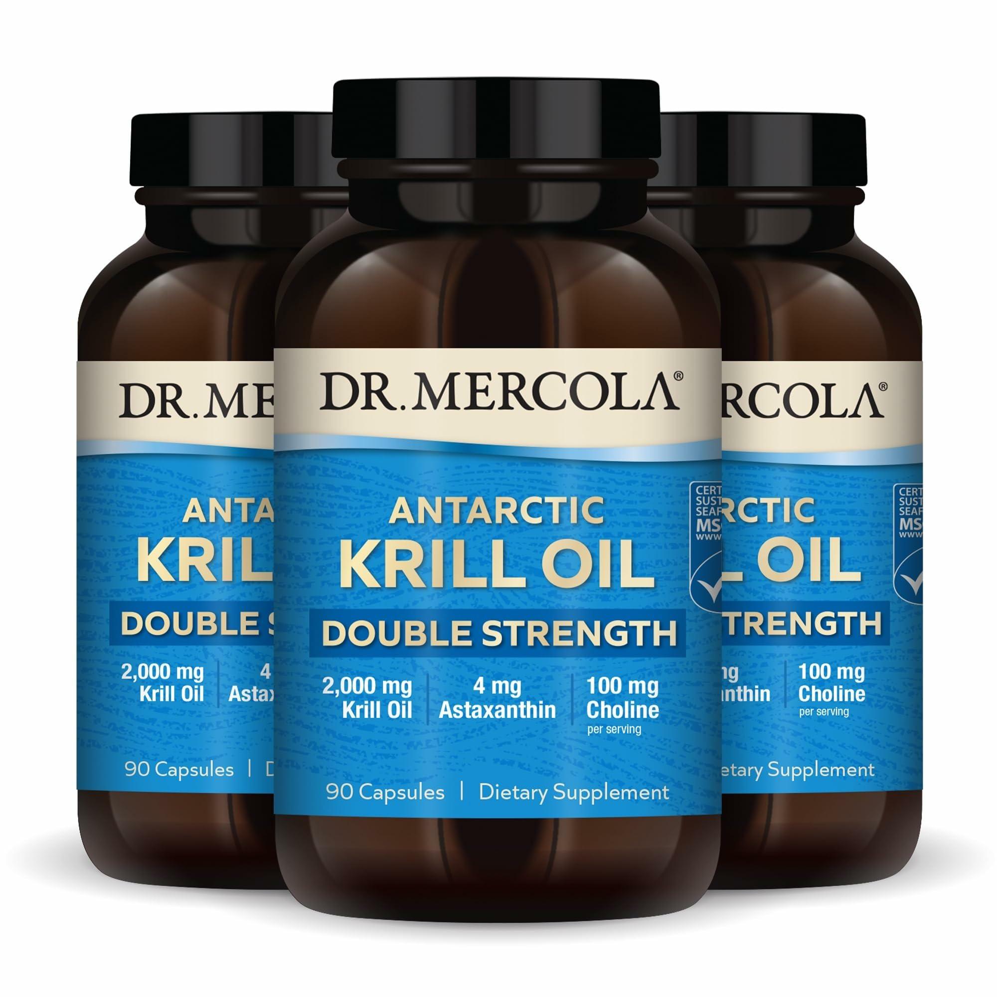 Dr. Mercola Dr. Mercola Krill Oil Double Strength, 90 Servings (270 Capsules), Dietary Supplement, 2,000 mg Krill Oil Per Serving, Ideal Source of Omega-3s, Non-GMO, MSC Certified