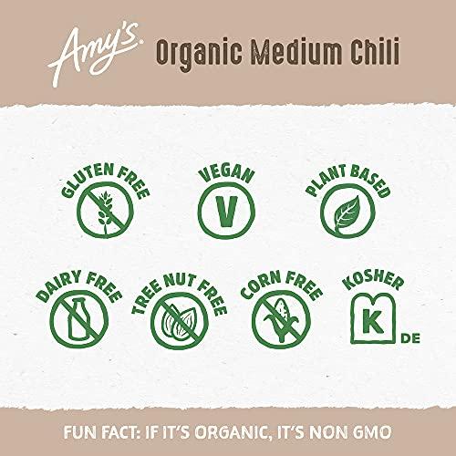 Amy\'s Amy\'s Organic Chili, Vegan Medium Chili, Light in Sodium, Gluten Free, Made With Organic Red Beans and Tofu, 14.7 Oz