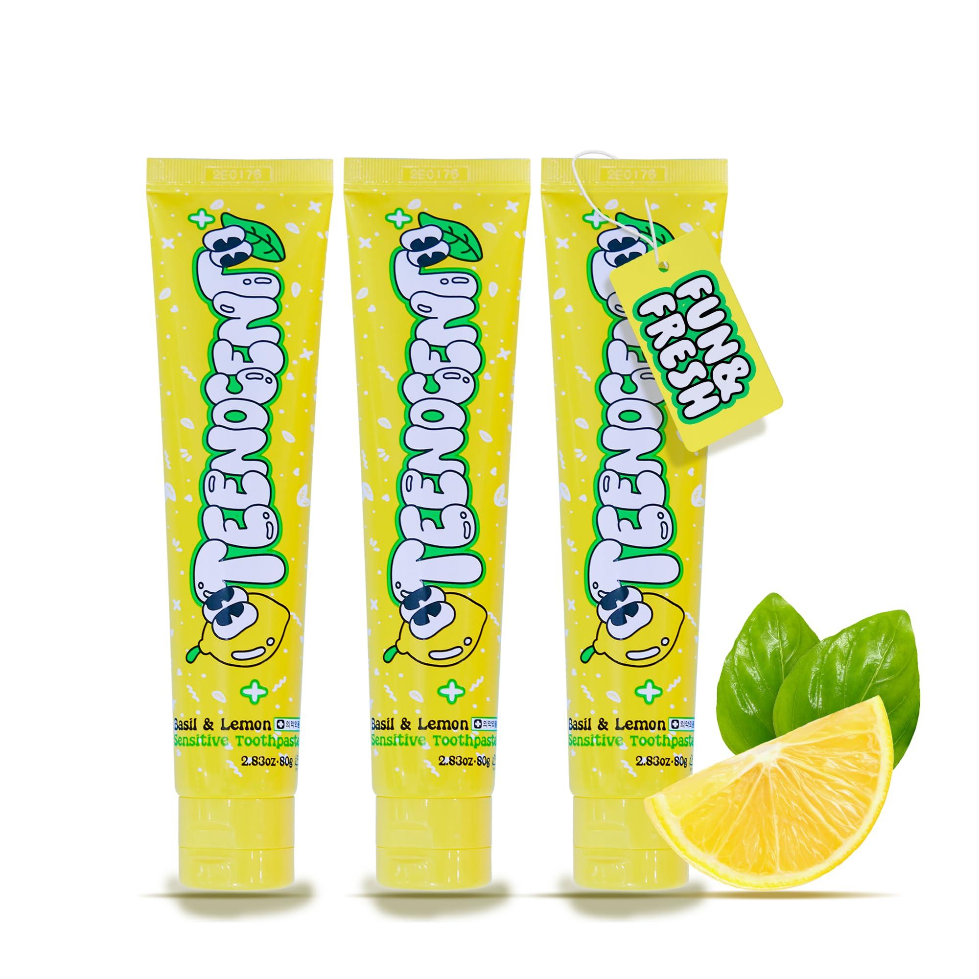 TEENOCENT TEENOCENT Natural Nano Hydroxyapatite Sensitive Toothpaste - Fluoride Free, SLS Free, Remineralizing, Adult & Kids, Basil&Lemon Flavor, 2.83 oz (Pack of 3)