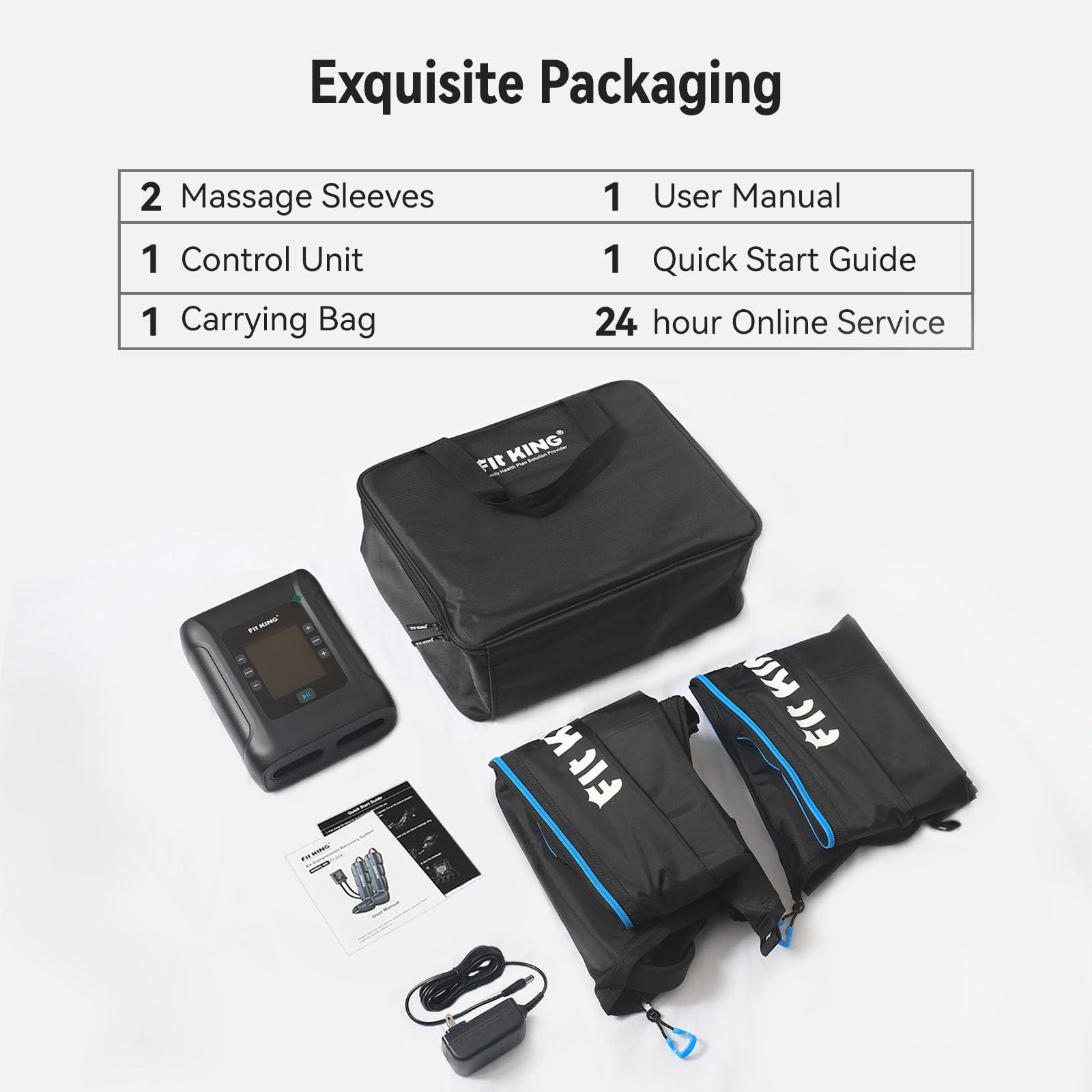 FIT KING FIT KING Professional Air Compression Leg Recovery System, Rechargeable Portable Pneumatic Compression Device Recovery Boot, Fast Recovery & Improved Circulation for Athlete, FSA HSA Approved (Large)