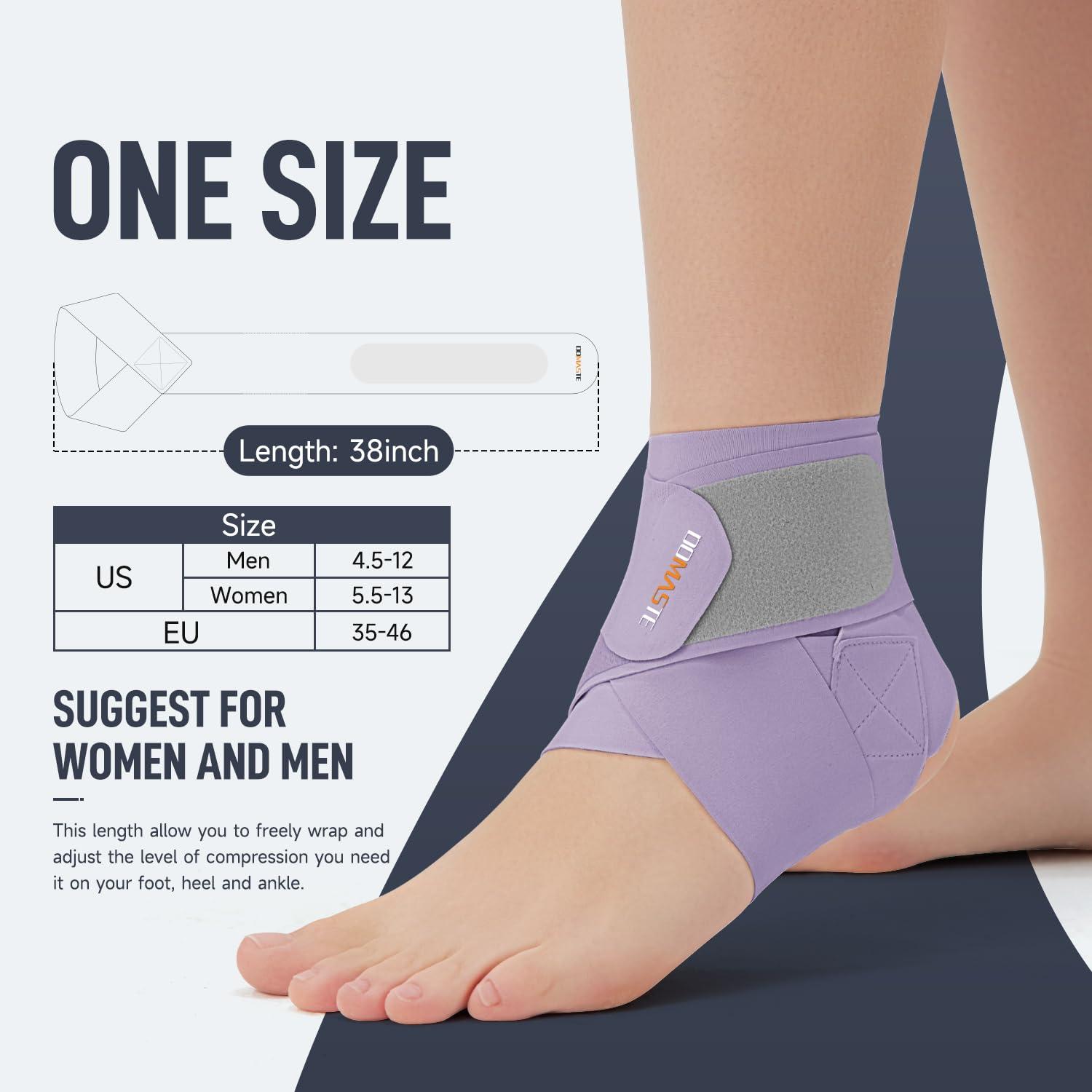 Domaste Domaste Ultra Thin Ankle Wraps Ankle Brace for Men Women, Adjustable Ankle Straps for Arch, Sprained Foot, Tendinitis, Football, Basketball, RunningViolet, Pack of 1