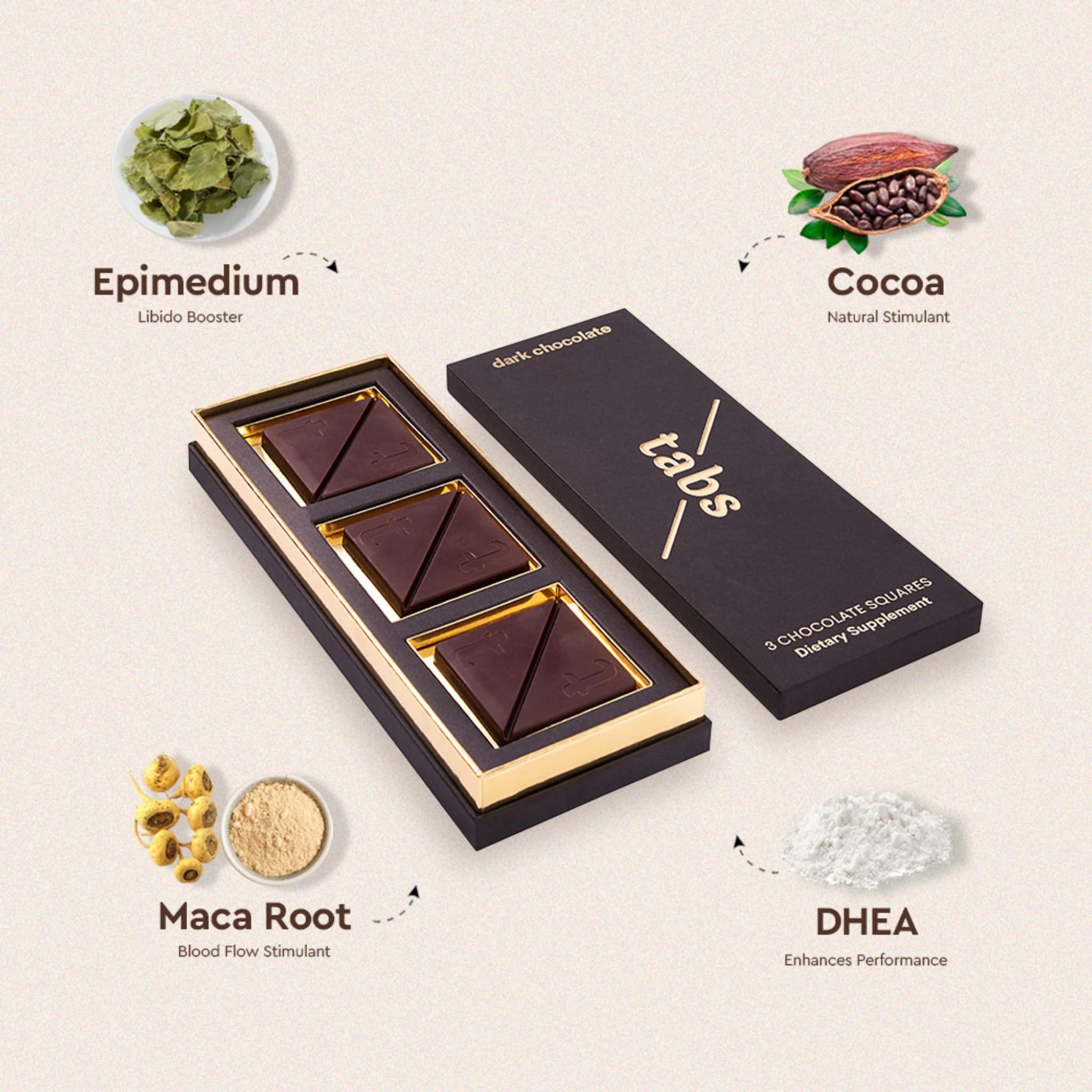 Tabs Chocolate Tabs Chocolate Squares for Couples (2 Boxes) - Dark Chocolate Bar to Improve Mood - Vegetarian, Gluten-Free for Men & Women