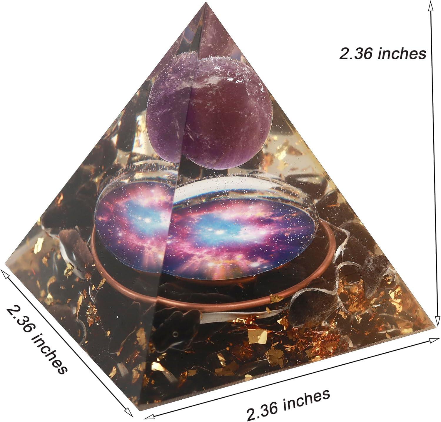 EternalOrgone EternalOrgone Orgone Pyramid Orgonite Healing Crystals Pyramid for Positive Energy with Obsidian Stones and Amethyst Crystal That Promotes Wealth, Prosperity and attracts Success (Black-2)
