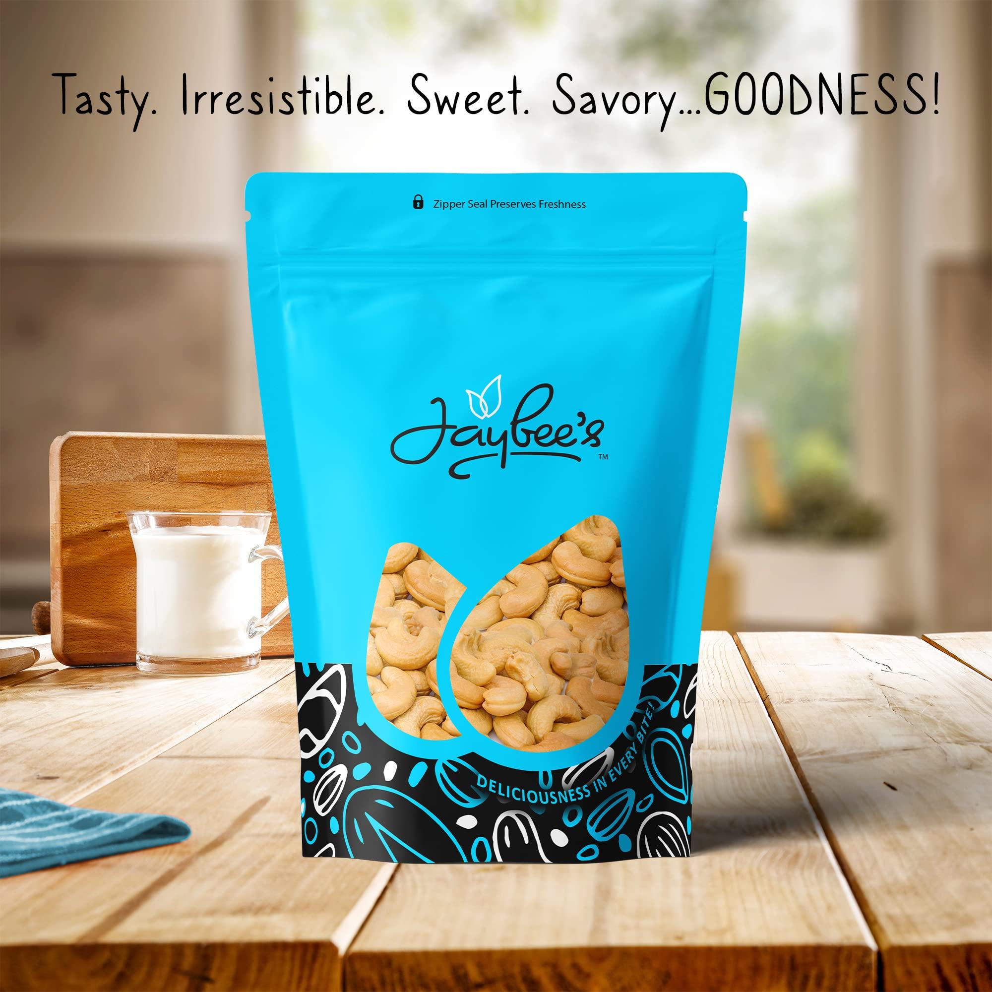 Jaybee\'s Raw Cashews 1 Pound | Whole Natural Unsalted Cashew Nuts | Naturally Gluten-free Cashew Nuts Bulk | Vegan & Keto Protein Snack | Use for Cashew Milk, Butter, Salads, Baking Recipes, Compare to Organic Cashews | Jaybee\'s