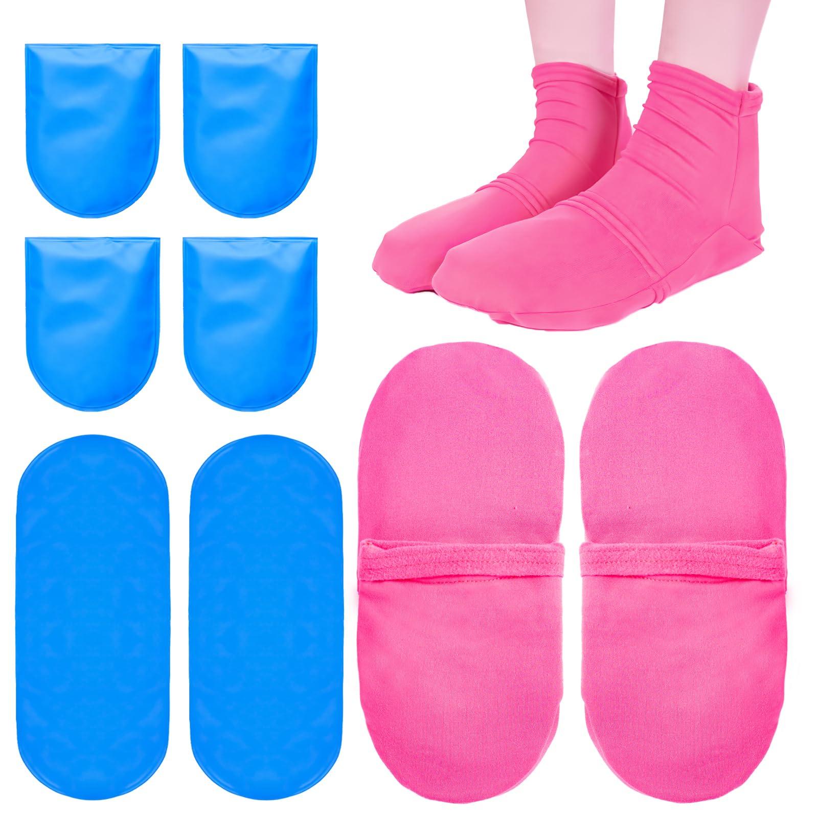 coldpa Reusable Cold Therapy Socks, Gel Ice Pack for Feet Heels Injuries Swelling, Hot and Cold Therapy Socks for Plantar Fasciitis Neuropathy Chemotherapy Pain Relief for Foot Ankle (Pink)