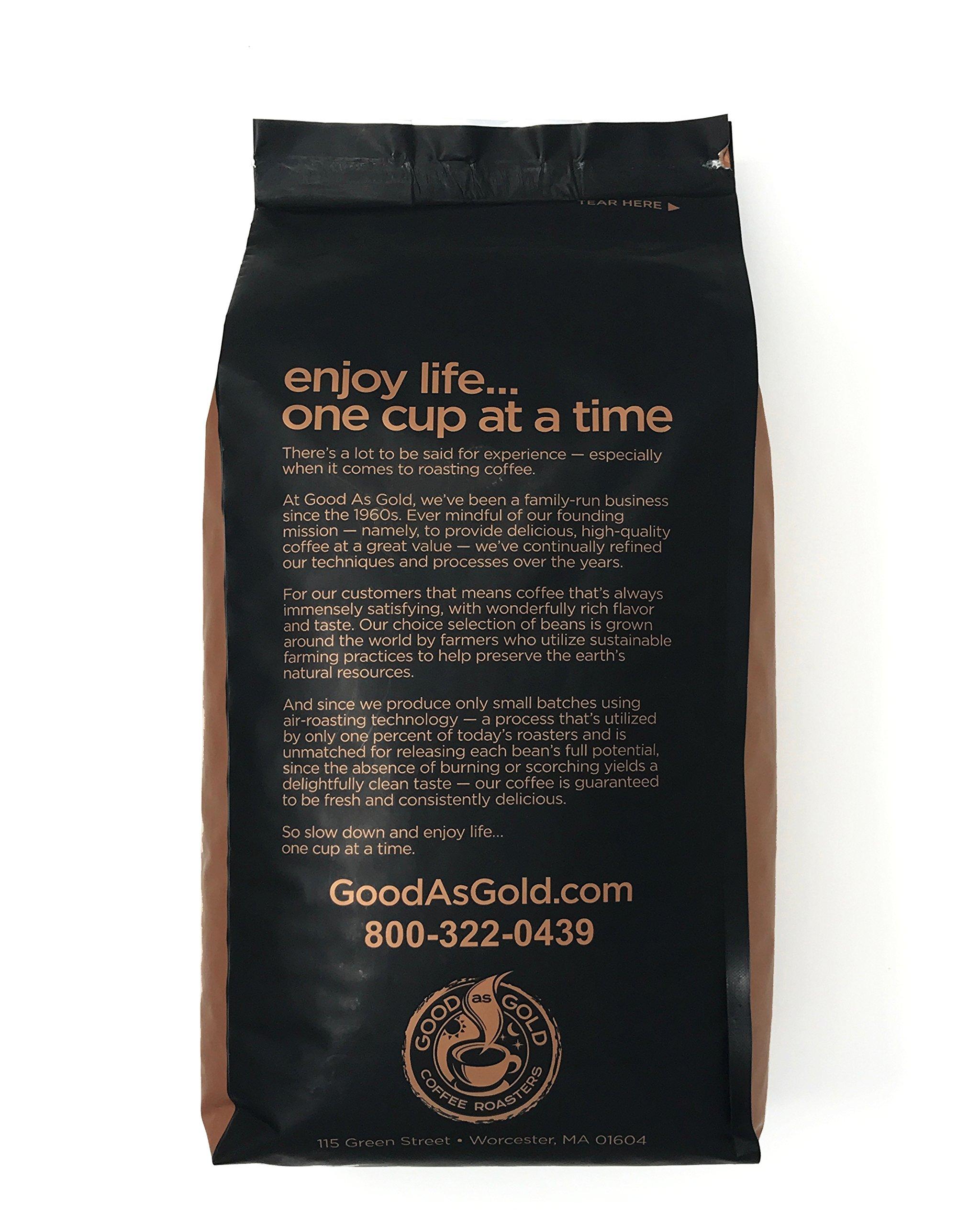 Good As Gold Colombian Supremo Coffee, Medium Roast, 5 Pound Bag, **Ground To Order**, Good As Gold Coffee Roasters