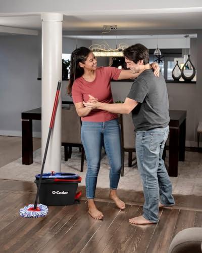 O-Cedar O-Cedar RinseClean Spin Mop & Bucket System + 1 Extra Mop Head | Clean with Clean Water | Removes 99% of Bacteria