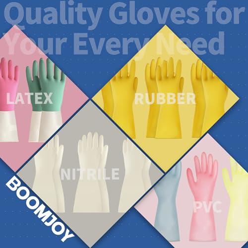 BOOMJOY BOOMJOY Rubber Cleaning Gloves, Heavy Duty Dishwashing Gloves, Reusable Medium Gloves for Kitchen, Bathroom, Gardening, Working, Pet Care - Yellow, 3 Pairs, Size M