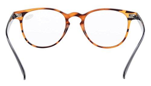 Eyekepper Eyekepper 4-Pack Round Full Coverage Ultrathin Flex Frame Reading Glasses Readers Amber Frame Black Arms+2.75