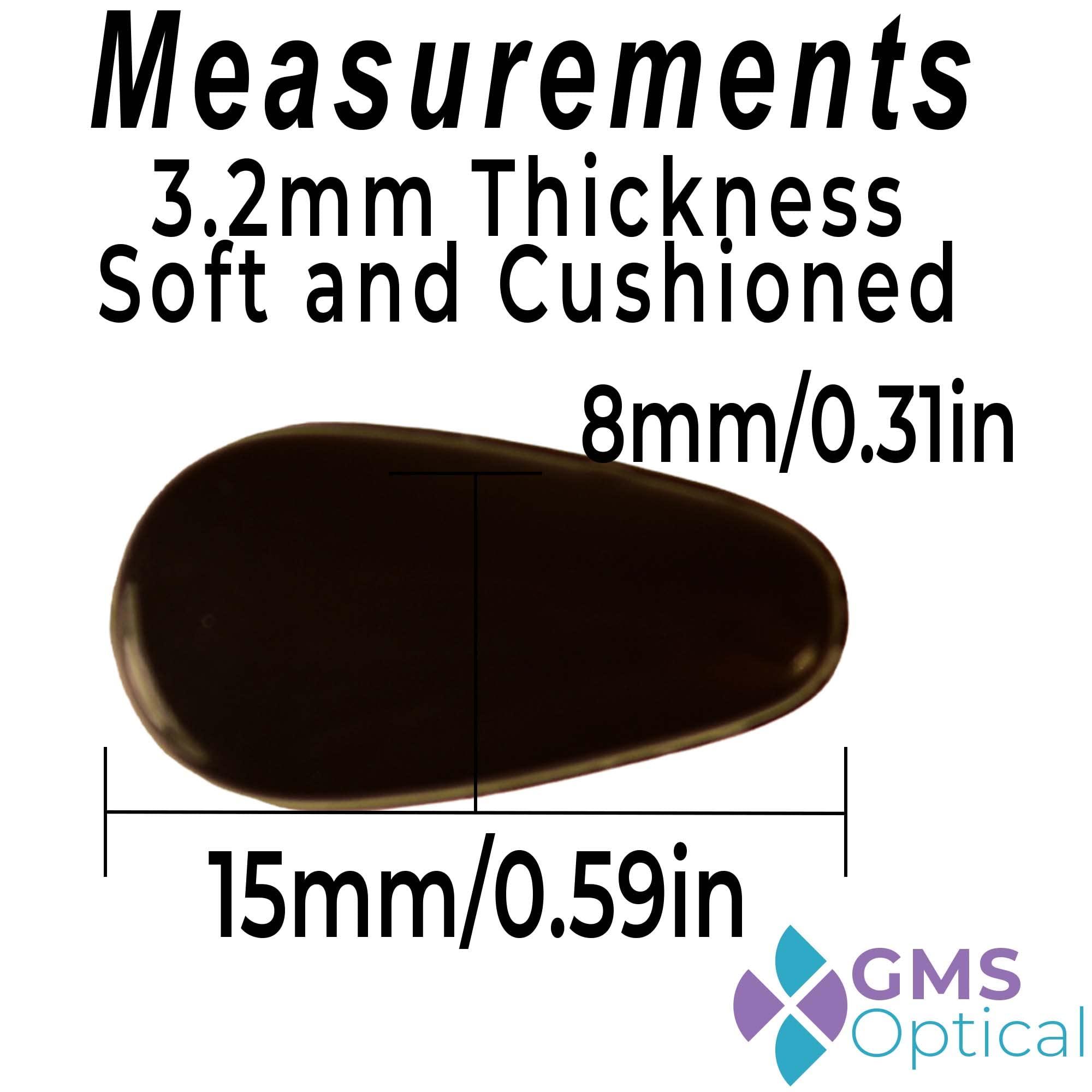 GMS Optical GMS Optical 3.2mm Extra-Thick / 15mm Medium-Length - Adhesive Air Bag Teardrop Anti-Slip Silicone Nose Pad - Anti-Slip for Glasses, Eyeglasses, Sunglasses (5 Pair, Black)