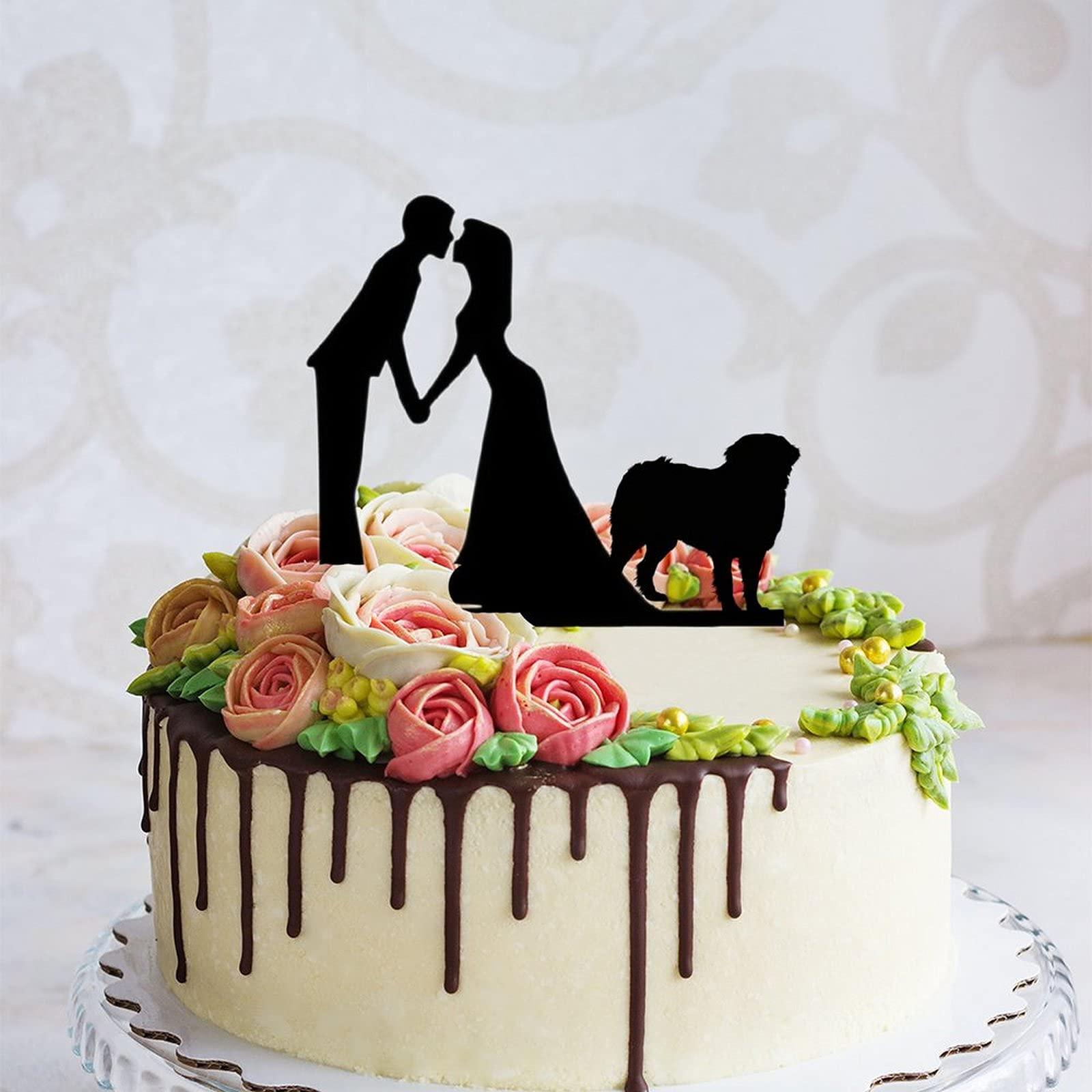 ArogGeld Couple Wedding Cake Topper Bride And Groom With Bernese Mountain Dog Cake Topper Custom Dog Pet Topper Personalized Wedding Topper Bride Cake Topper Ideal Gift for Wedding Anniversary