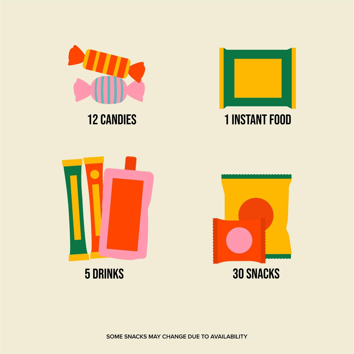 Seconde Nature Korean Snack Box 48 Count - Variety of Individually Wrapped Korean Snacks with Chips, Cookies, Ramen and Candy for Kids, Children, College Students, and Adults. Gift Box for K-Food Lovers - Journey of Korea