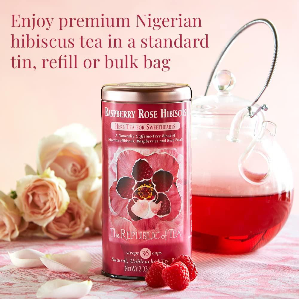 The Republic of Tea The Republic of Tea Citizens Favorite Hibiscus Herbal Teas - Natural Hibiscus and Raspberry Rose Hibiscus Tea Bundle 36 Count Tea Bags Each