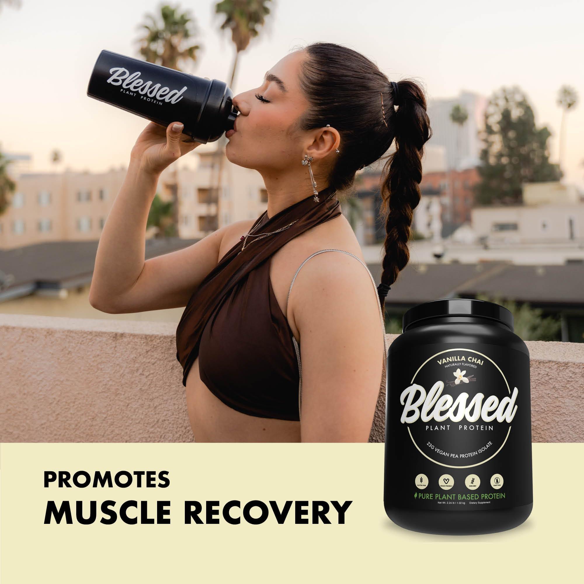 BLESSED BLESSED Vegan Protein Powder - Plant Based Protein Powder Meal Replacement Protein Shake, 23g of Pea Protein Powder, Dairy Free, Gluten Free, Soy Free, No Sugar Added, 30 Servings (Vanilla Chai)