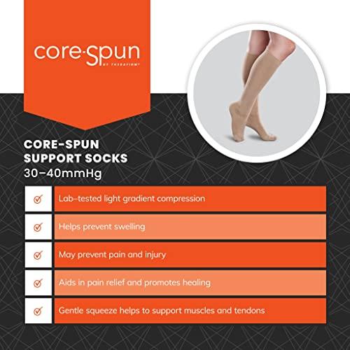 CORE-SPUN BY THERAFIRM Core-Spun 30-40mmHg Firm Graduated Compression Support Knee High Socks (Black, XL)